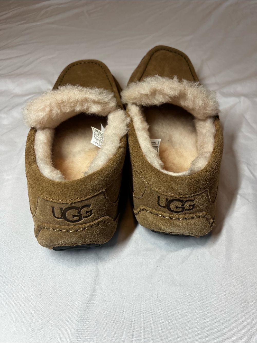 UGG Chestnut Brown Suede Shearling Moccasin Slippers
